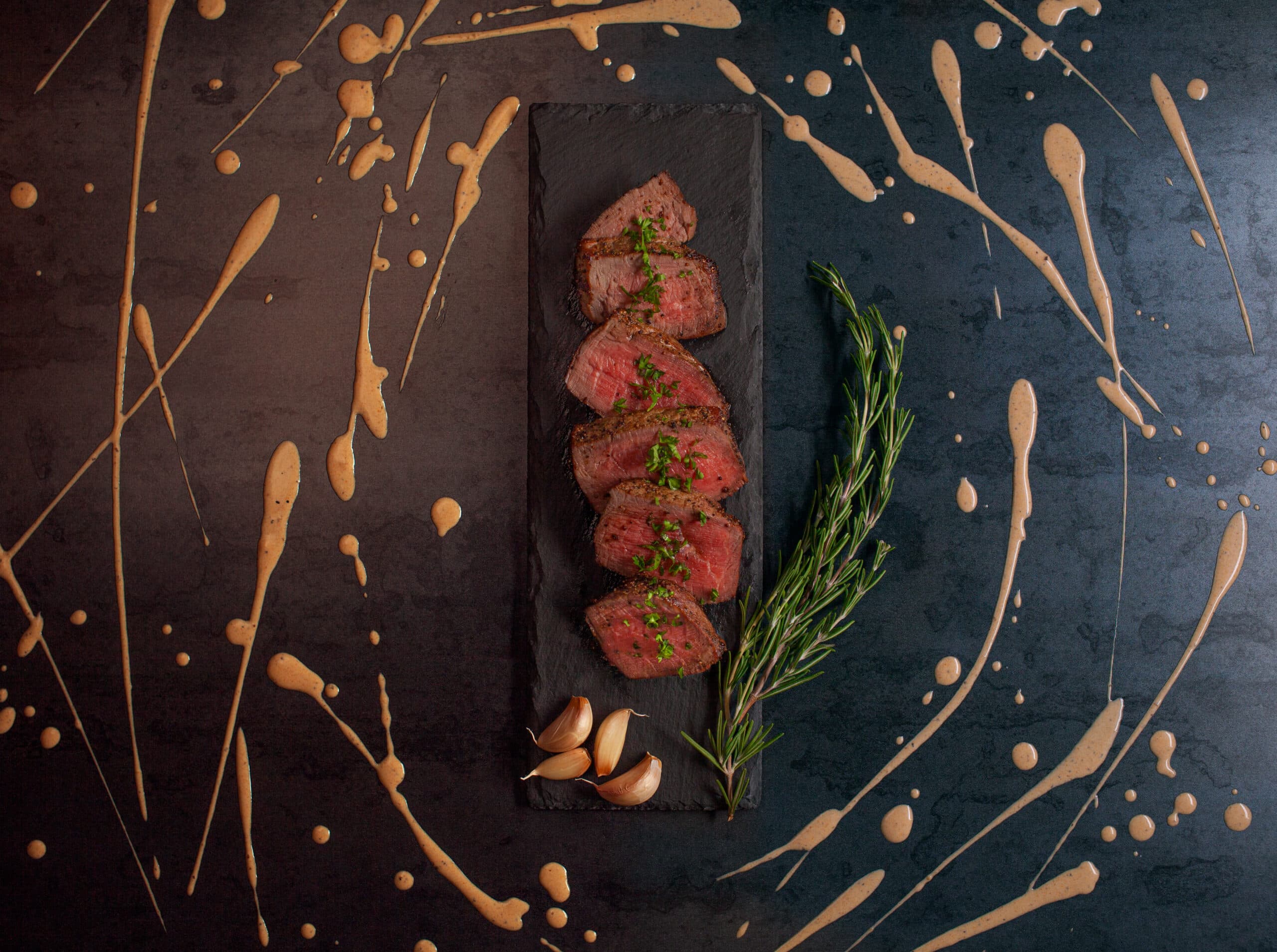 Earle Swensen’s sliced steak with herbs and sauce